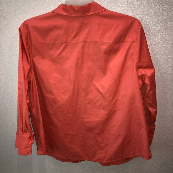 Chicos Shirt Salmon 3/4 Sleeve Button Down Size No Iron Top Size XXL 4 Cotton - Picture 5 of 9
